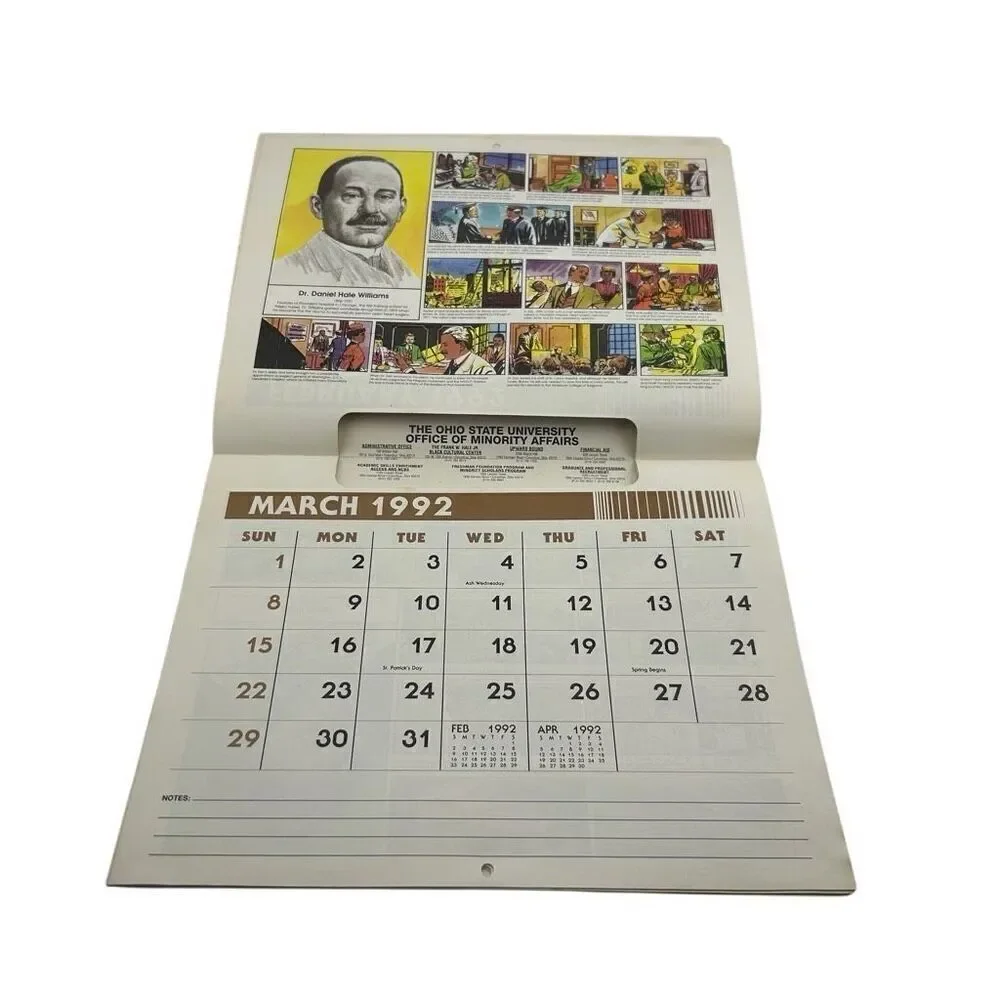 THE AFRO-AMERICAN HISTORICAL CALENDAR - 1992 Advertising Calendar Ohio State